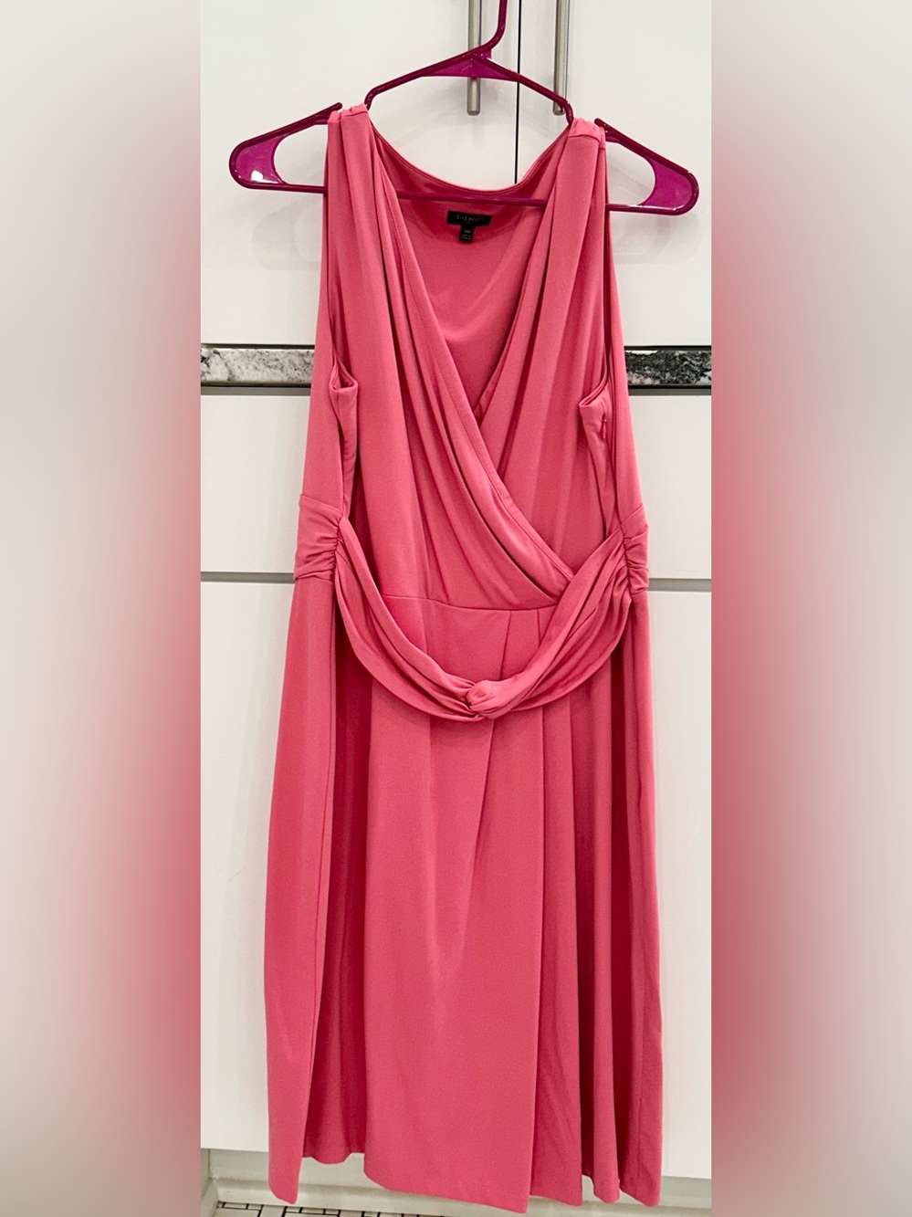 Talbots Coral Pink Draped Faux Wrap Dress